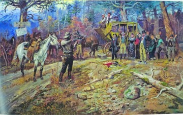 The hold up 20 miles to deadwood Charles Marion Russell Oil Paintings